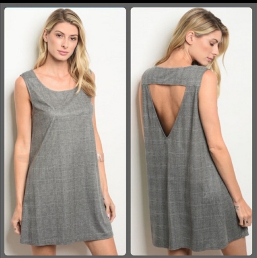 👾 Gray Open Back Dress